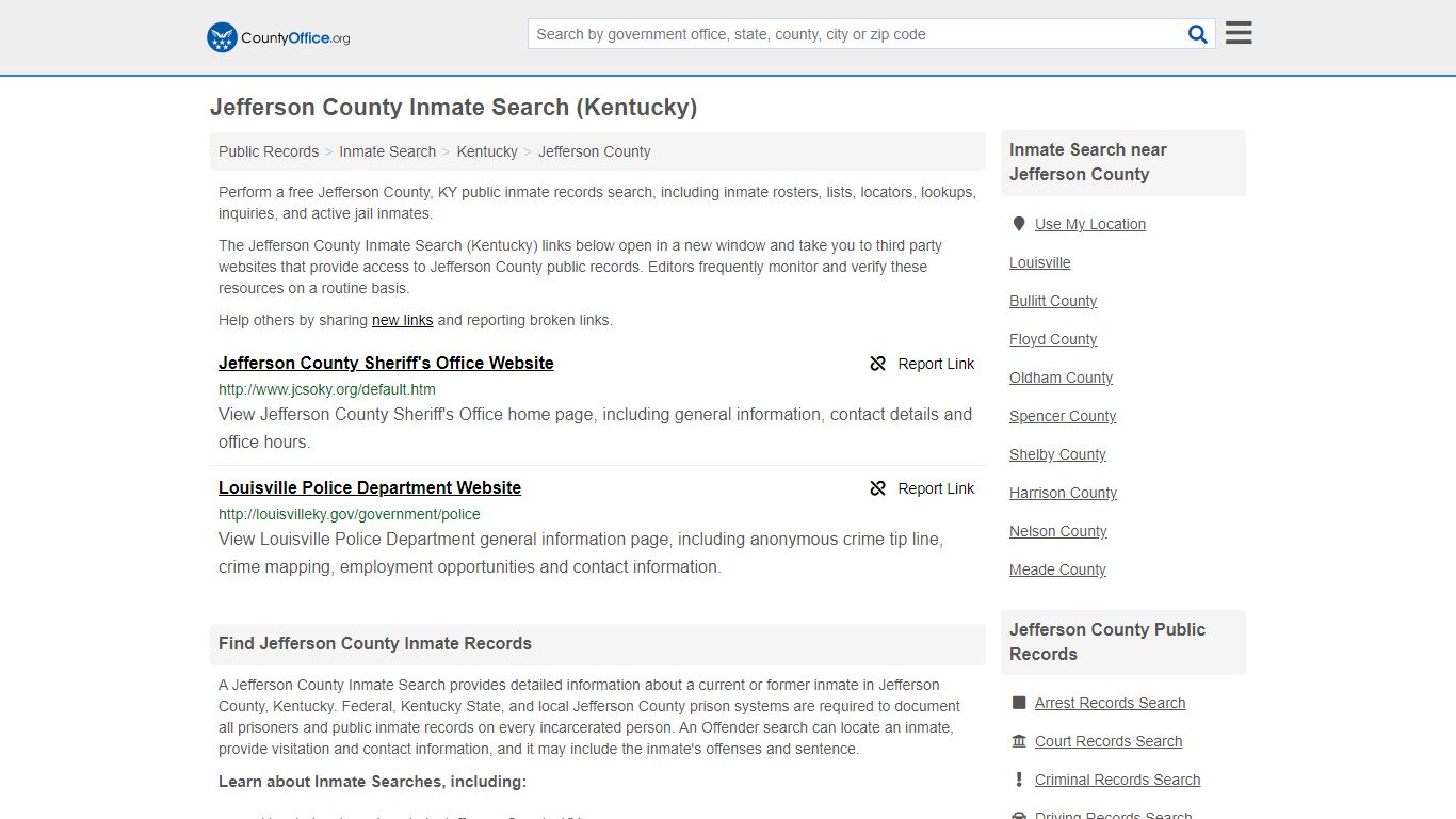 Inmate Search - Jefferson County, KY (Inmate Rosters ...